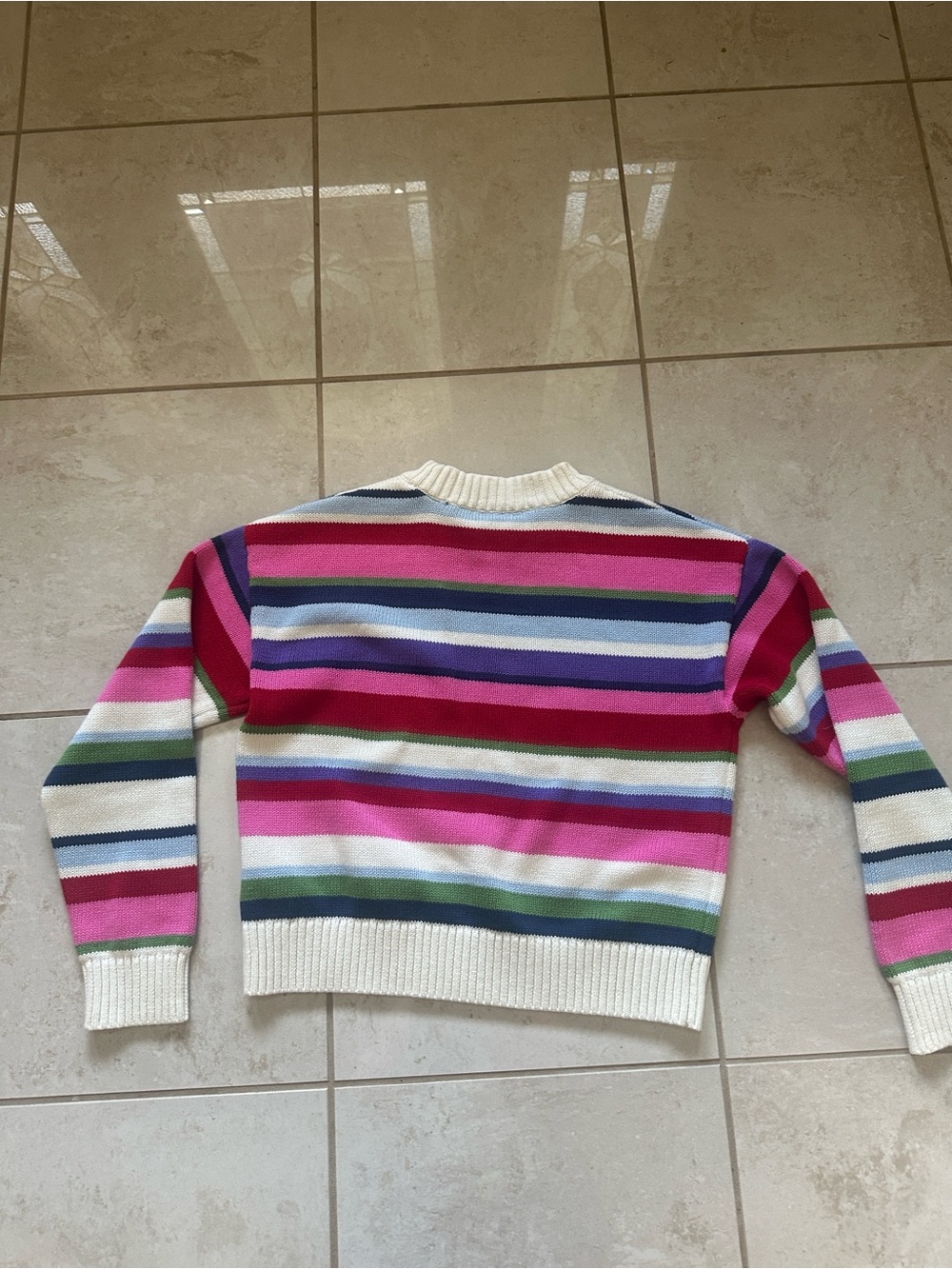 GAP Multicolor Striped Crewneck Sweater - Pink, Red, Blue, Green, Cream - Picture 8 of 8